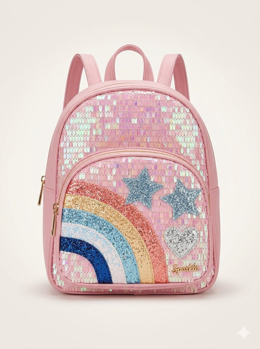 Rainbow Sequin Mini Backpack with Glitter | Girls' Fashion Bag
