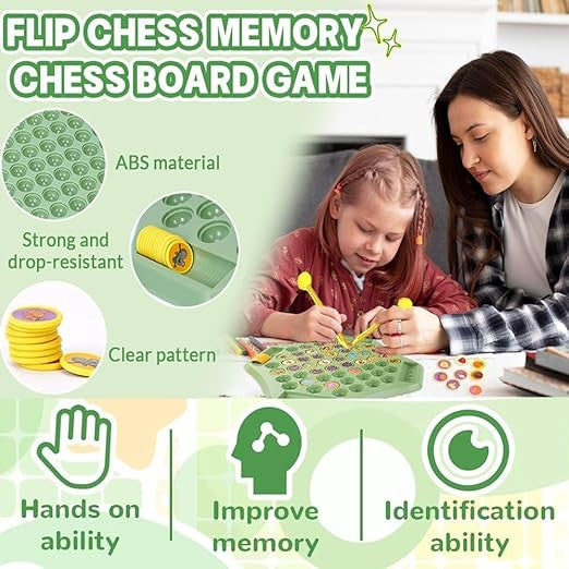 Flipping Chess Match Game for Children and Adults, Montessori Memory Matching Board Game