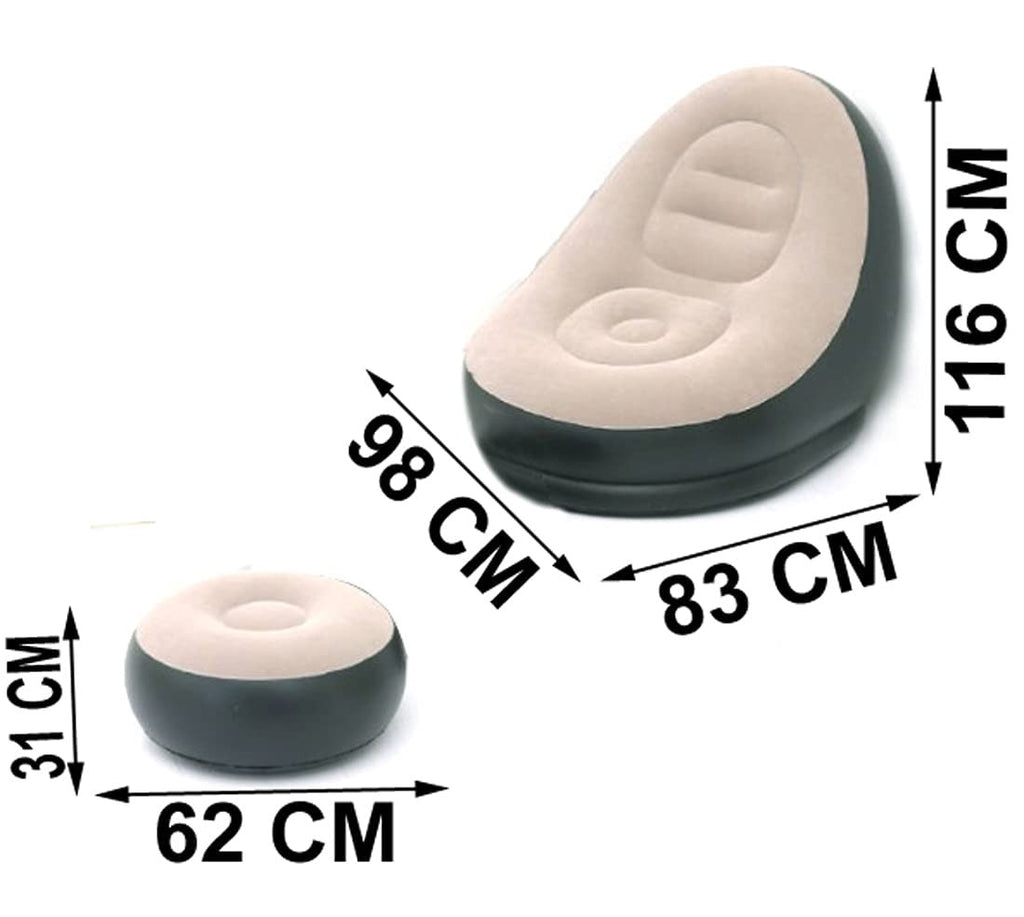 Inflatable Lounge Chair for Adults Flocking Air Couch Sofa for Gaming Bedroom Indoor Outdoor with Multifunctional Household