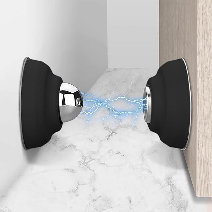 Magnetic Door Stopper Heavy Duty Wall & Floor Mount, No Drill Silicone Door Holder with Strong Magnetic Catch, 5 cm Door Gap Support