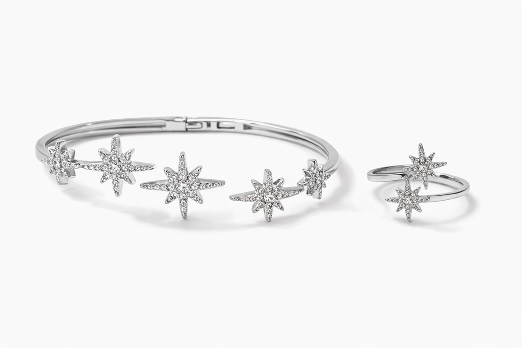 Star Crystal Kada with Ring Set