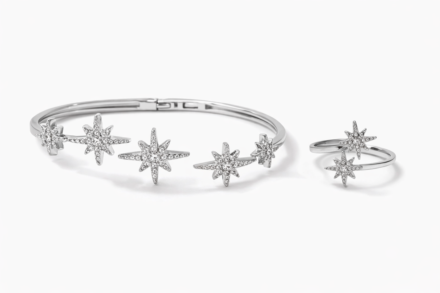 Star Crystal Kada with Ring Set