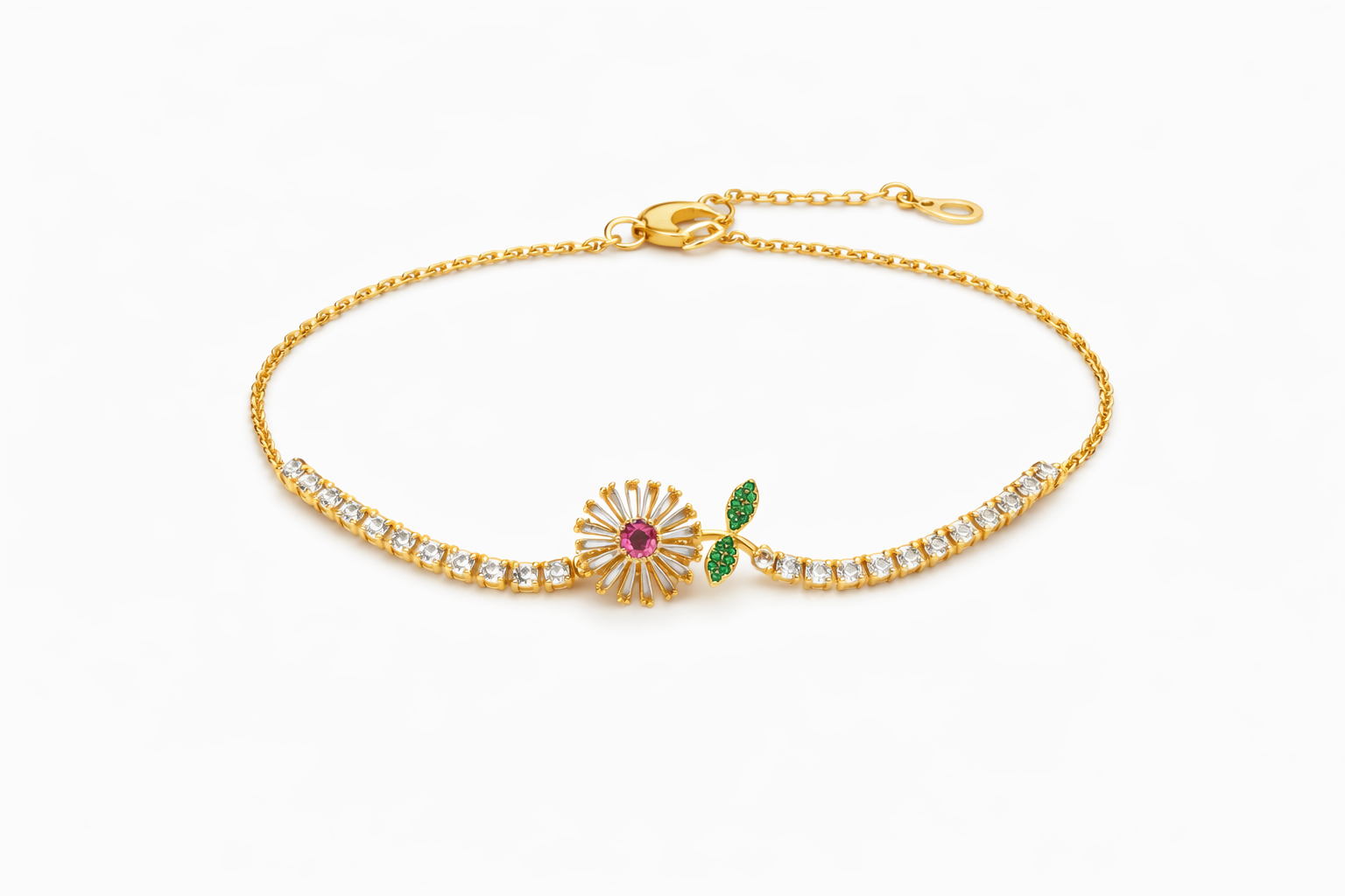 Rotating Pendant Bracelet – Gold Flower Charm | Newbuy