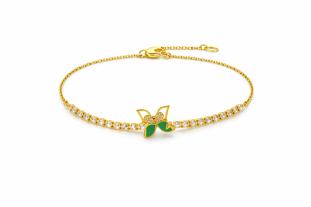 Rotating Pendant Bracelet – Gold Flower Charm | Newbuy
