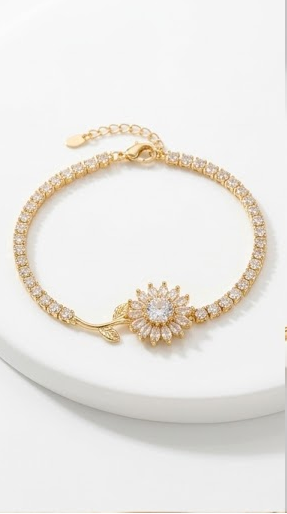 Rotating Pendant Bracelet – Gold Flower Charm | Newbuy