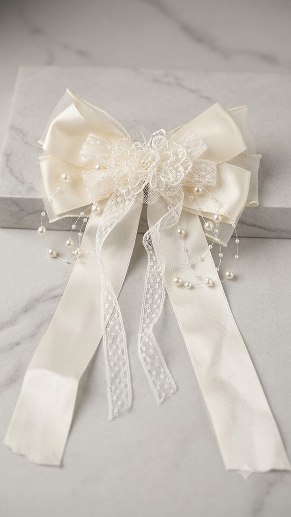 Pearl Lace Bow Hair Clip