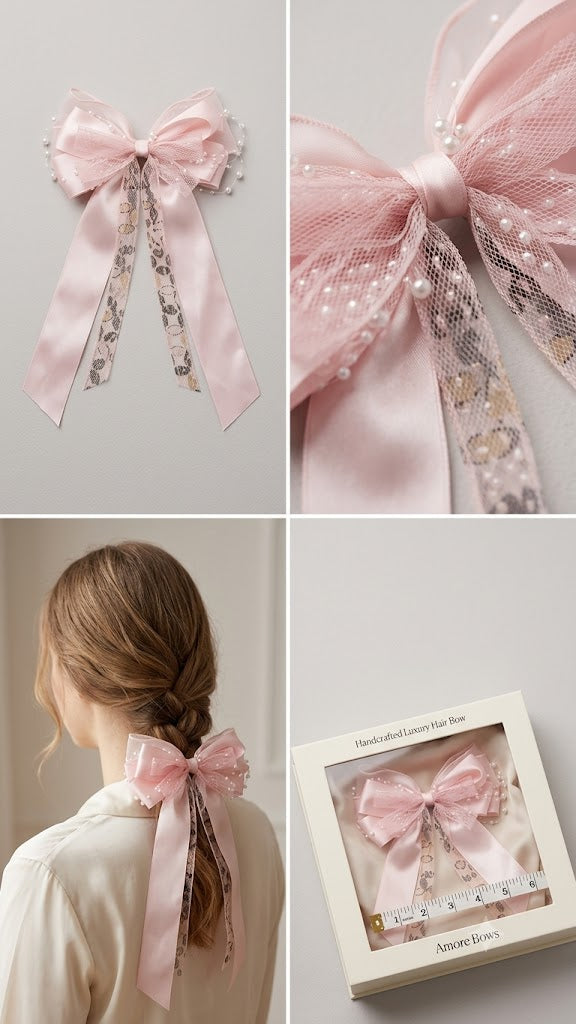 Pearl Lace Bow Hair Clip