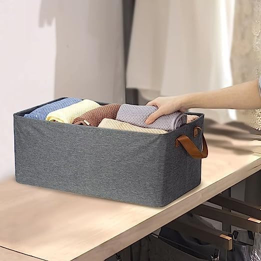 Foldable Storage Box Canvas Fabric Baskets For Organizing With Handles