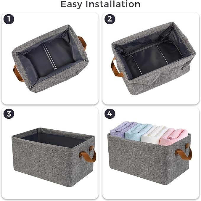 Foldable Storage Box Canvas Fabric Baskets For Organizing With Handles