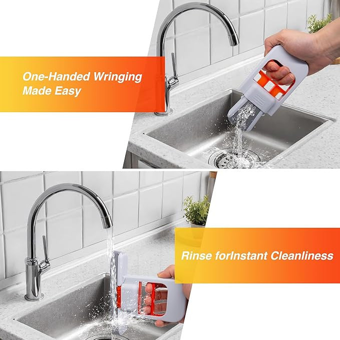 Mini Foldable Desktop Mop, Sponge Mop, Wet and Dry Use Cleaning System, Portable Lazy Mop, Self-Squeeze, No Hand Wash for Bathroom, Kitchen, Desktop, Glass, Living Room