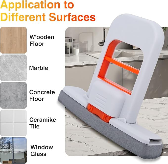 Mini Foldable Desktop Mop, Sponge Mop, Wet and Dry Use Cleaning System, Portable Lazy Mop, Self-Squeeze, No Hand Wash for Bathroom, Kitchen, Desktop, Glass, Living Room