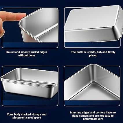 Stainless Steel Rectangle Food Storage Containers with Airtight Lids, Leak‑Proof, Dishwasher‑Safe Meal Prep Boxes for Fridge & Kitchen (Pack of 1)