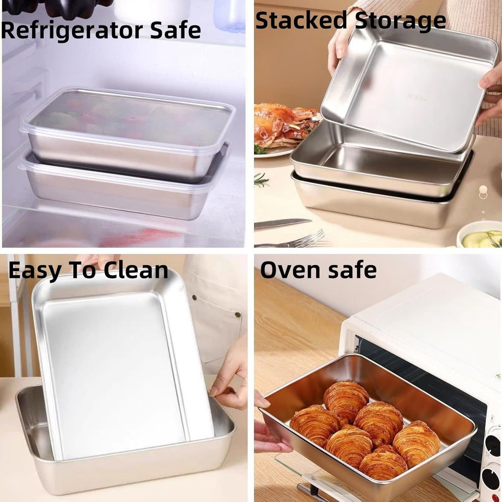 Stainless Steel Rectangle Food Storage Containers with Airtight Lids, Leak‑Proof, Dishwasher‑Safe Meal Prep Boxes for Fridge & Kitchen (Pack of 1)