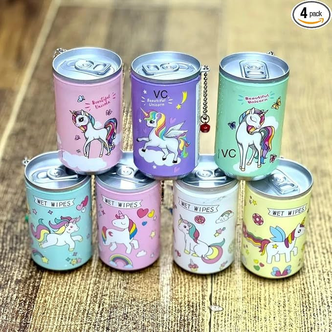 30-Pieces Mini Wet Wipes Tissue in Cartoon Printed Tin Can for Cleaning Face Body for Kids Girls Men Women, Wet Wipes Napkin, Portable Tin Wet Wipes